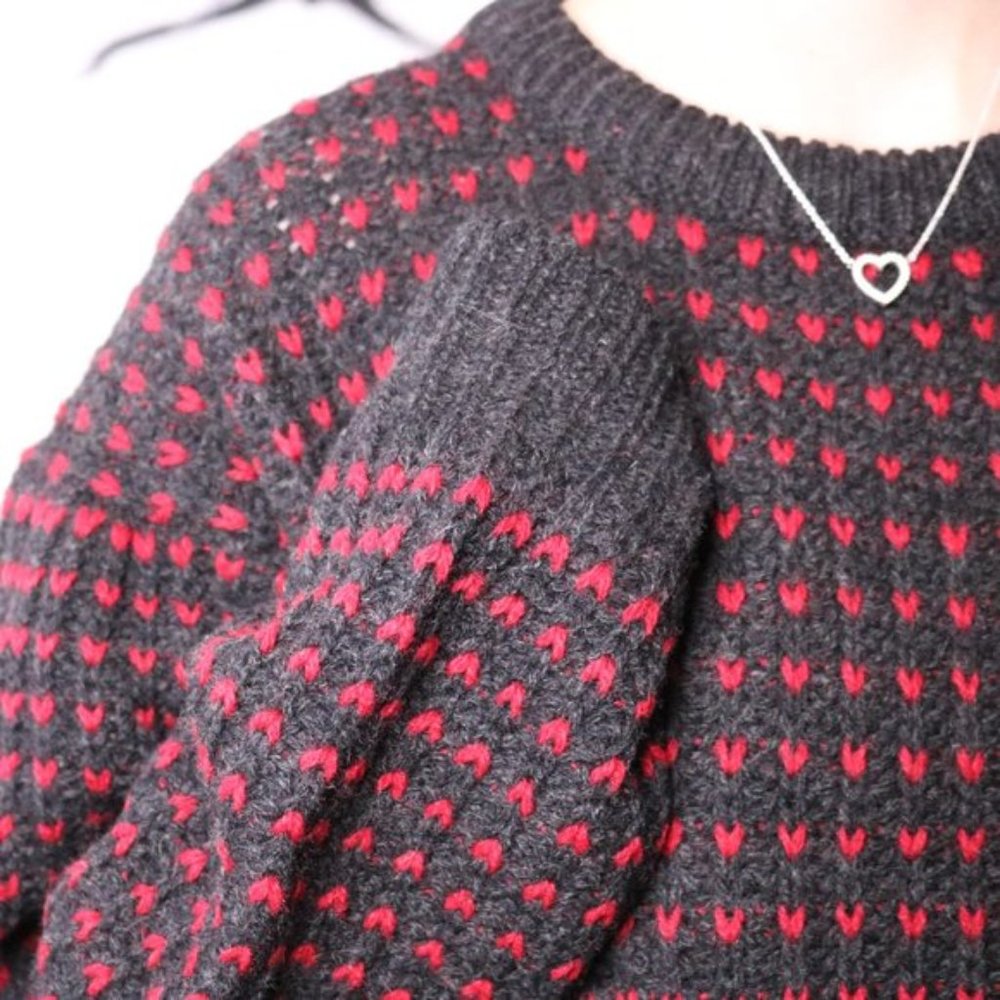 Woolrich wool vintage red black heart sweater - Picture 5 of 7